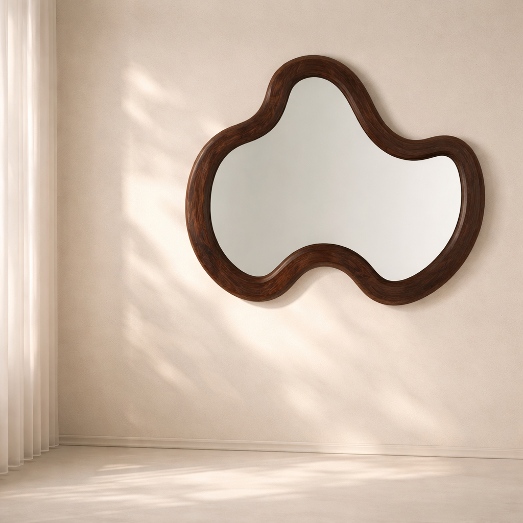 Oblique Acacia Wood Mirror