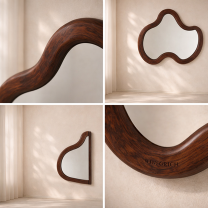 Oblique Acacia Wood Mirror