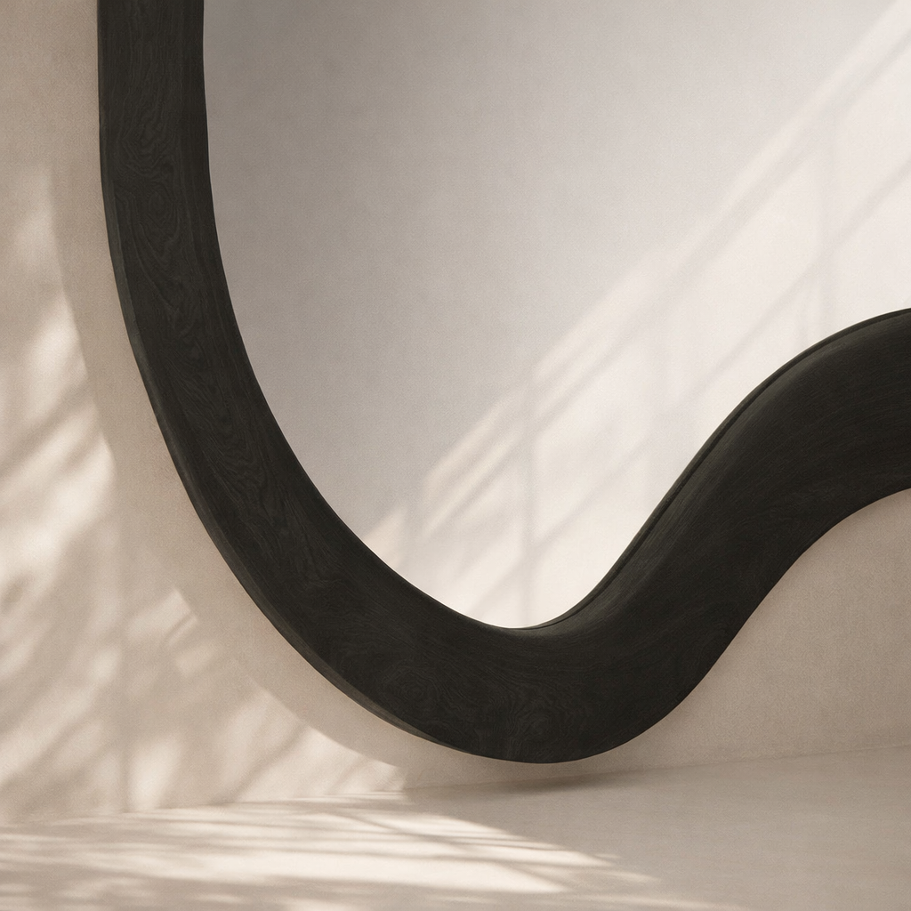 Oblique Acacia Wood Mirror