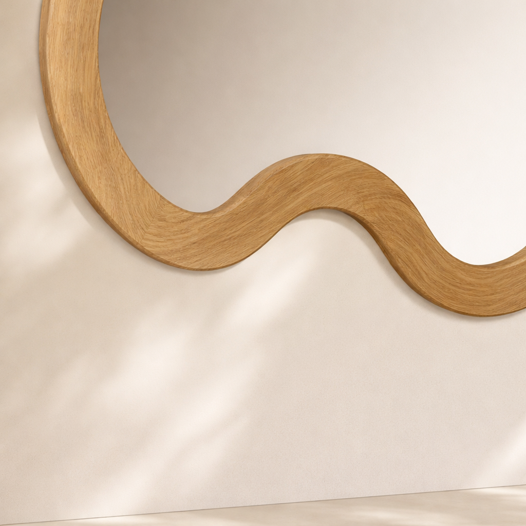 Oblique Acacia Wood Mirror