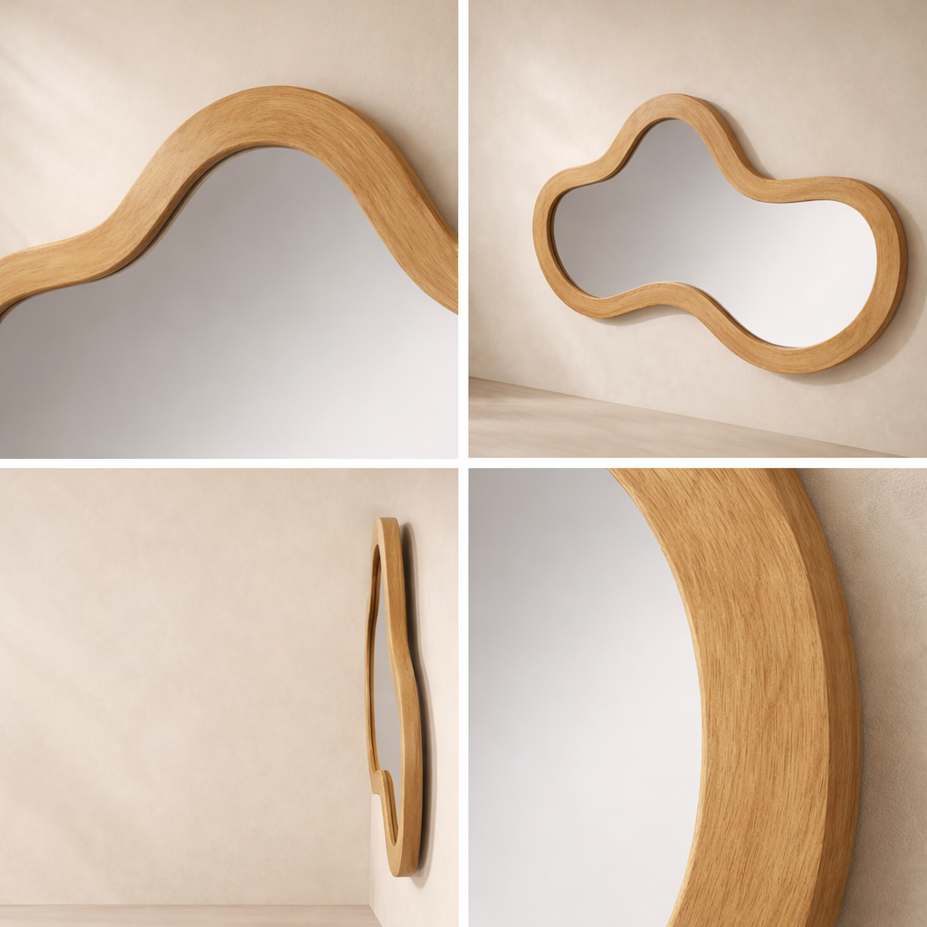Oblique Acacia Wood Mirror