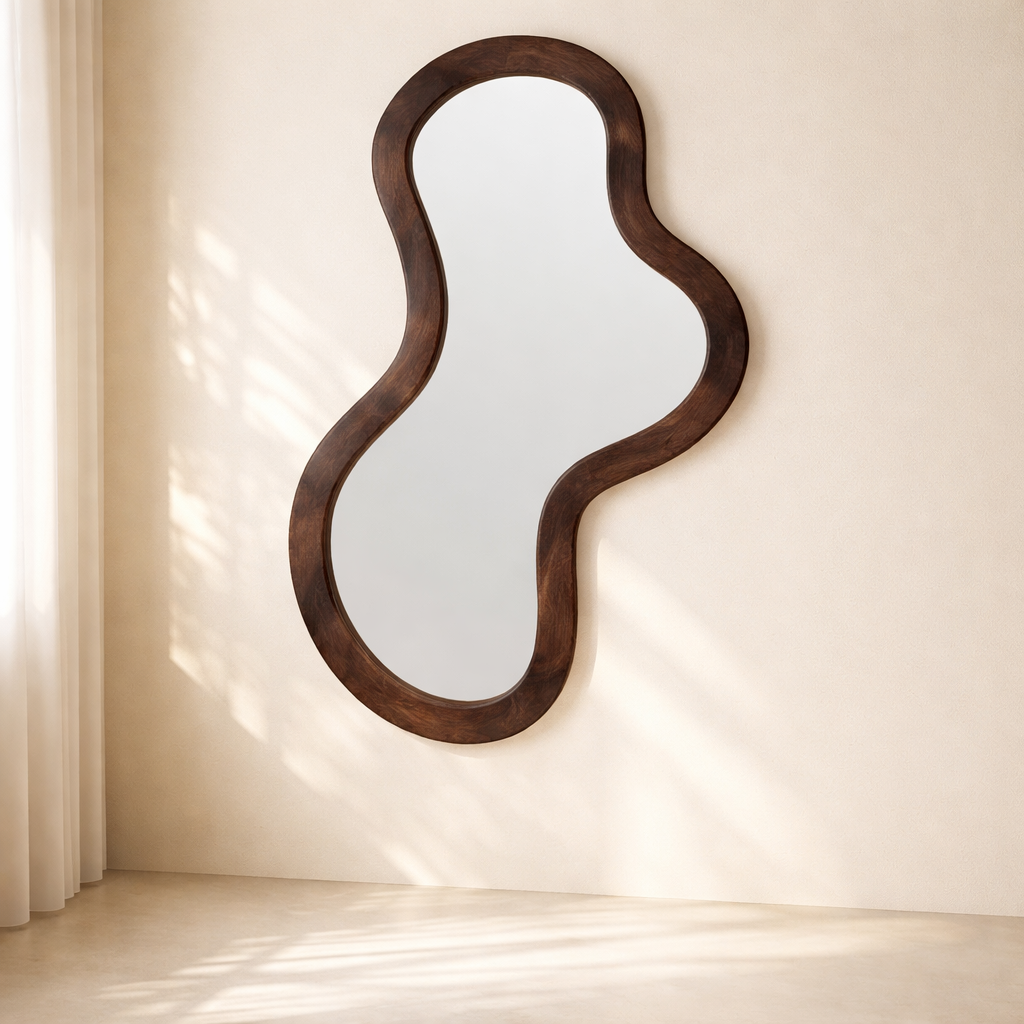 Oblique Acacia Wood Mirror