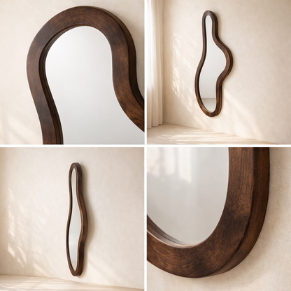 Oblique Acacia Wood Mirror