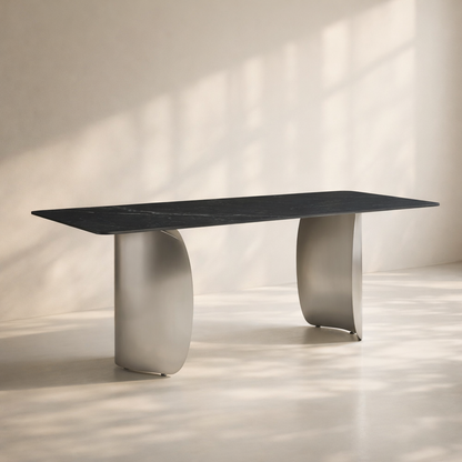 Niya Sintered Stone Top And Steel Base Dining Table