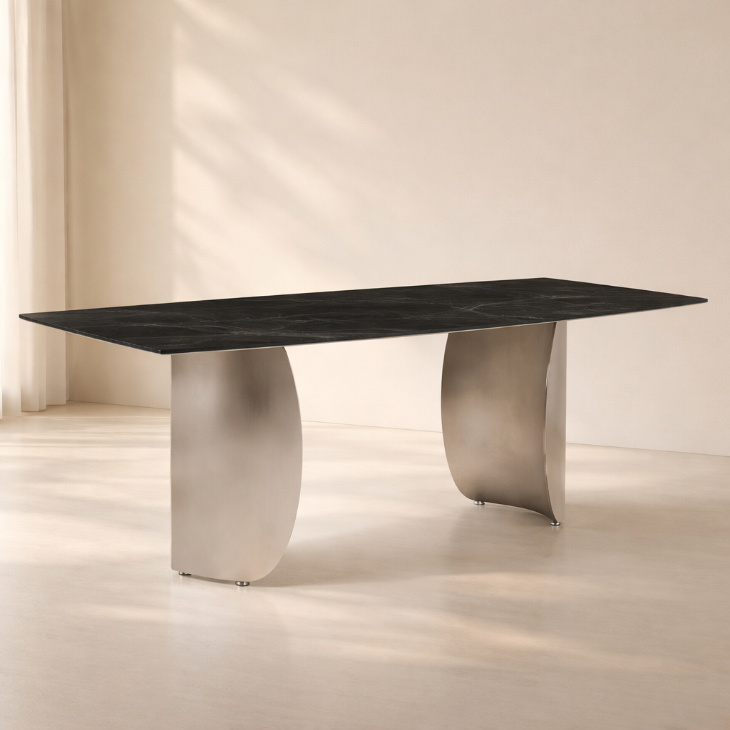 Niya Sintered Stone Top And Steel Base Dining Table