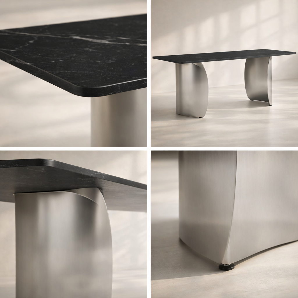 Niya Sintered Stone Top And Steel Base Dining Table
