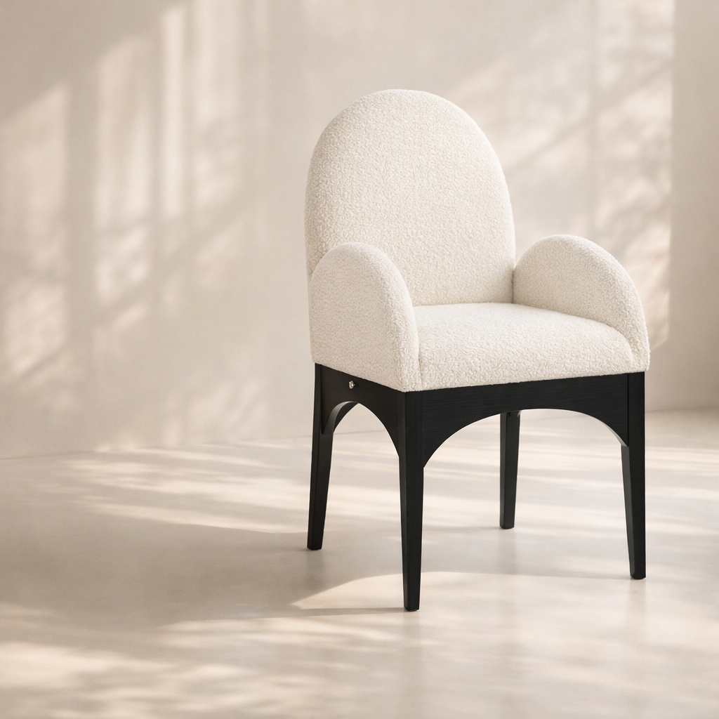 Waldorf 23" Boucle Fabric Dining Arm Chair
