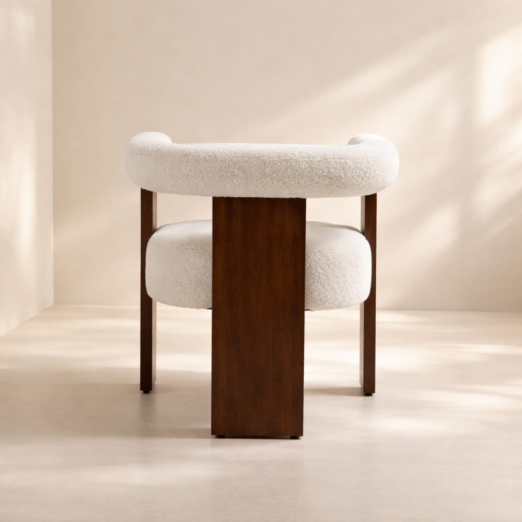 Barrel Boucle Fabric Dining Chair