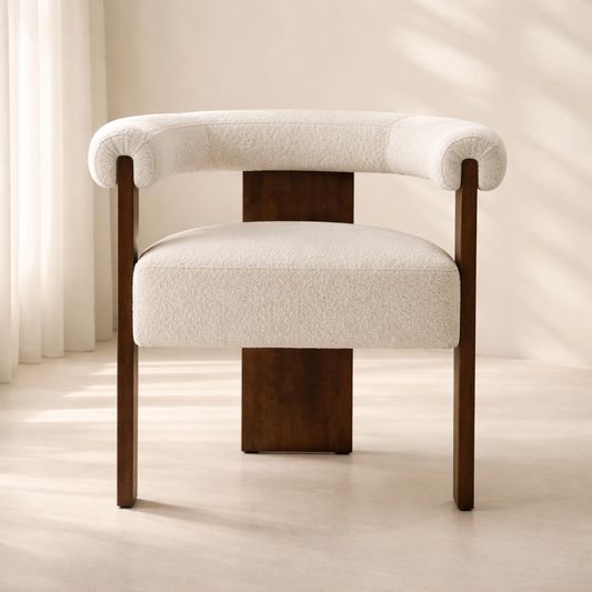 Barrel Boucle Fabric Dining Chair