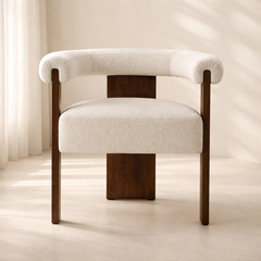 Barrel Boucle Fabric Dining Chair 