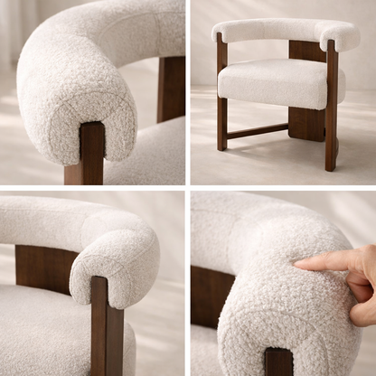 Barrel Boucle Fabric Dining Chair