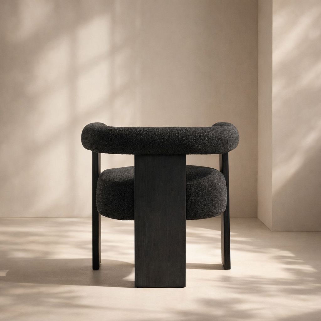 Barrel Boucle Fabric Dining Chair