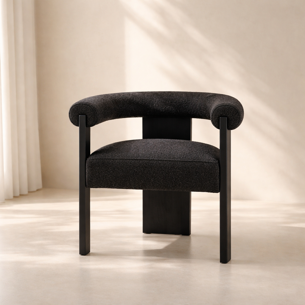 Barrel Boucle Fabric Dining Chair