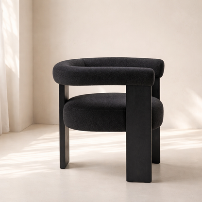 Barrel Boucle Fabric Dining Chair