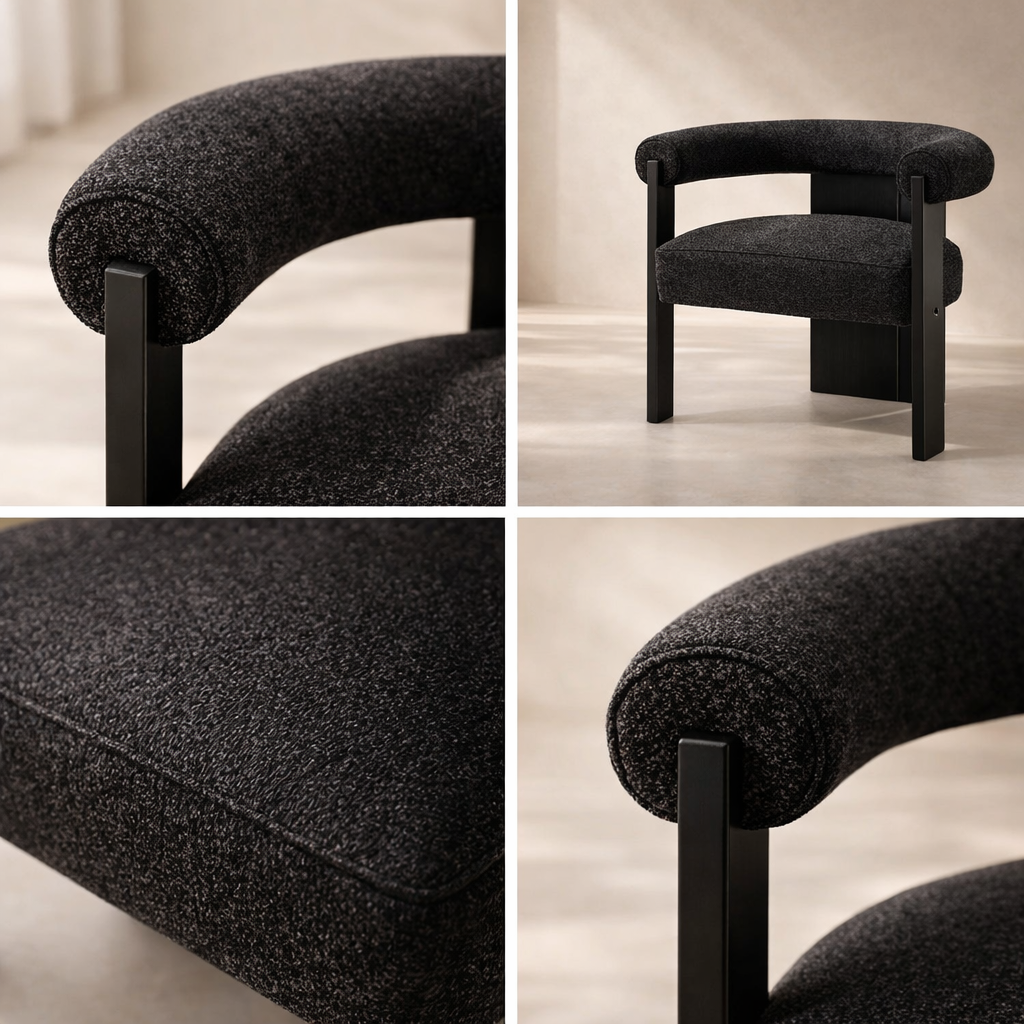 Barrel Boucle Fabric Dining Chair