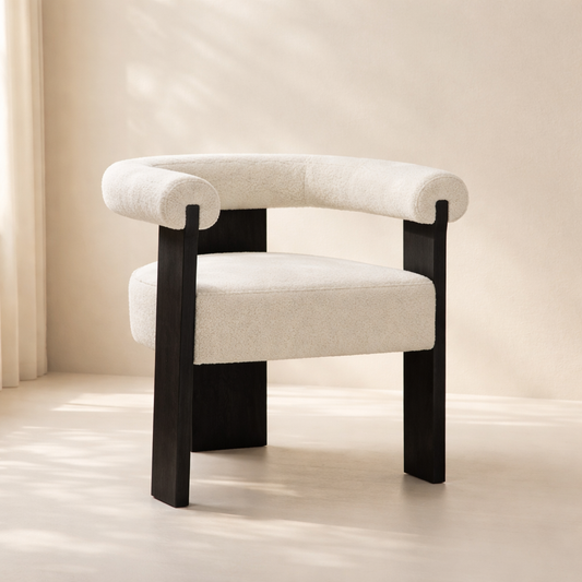 Barrel Boucle Fabric Dining Chair