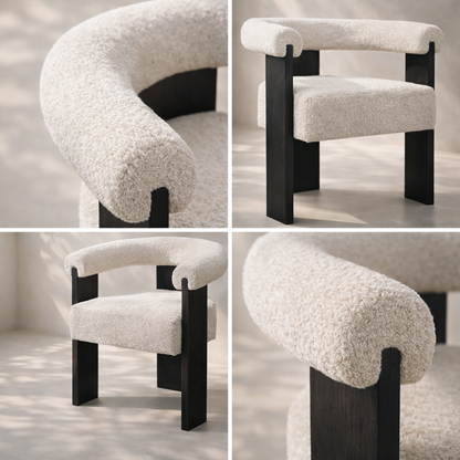 Barrel Boucle Fabric Dining Chair