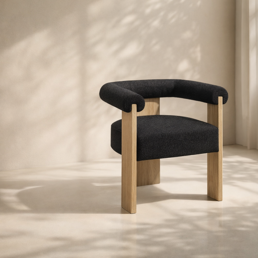 Barrel Boucle Fabric Dining Chair