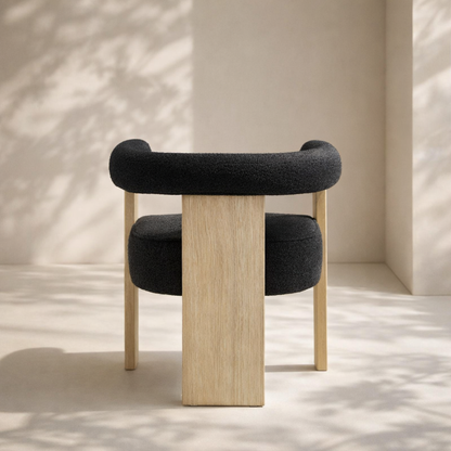 Barrel Boucle Fabric Dining Chair
