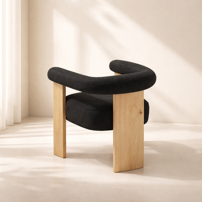 Barrel Boucle Fabric Dining Chair