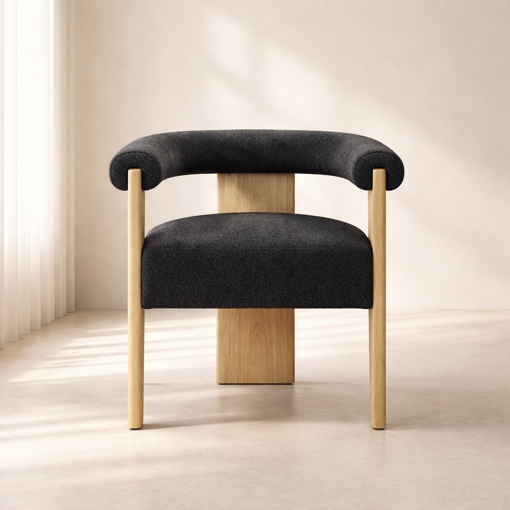 Barrel Boucle Fabric Dining Chair