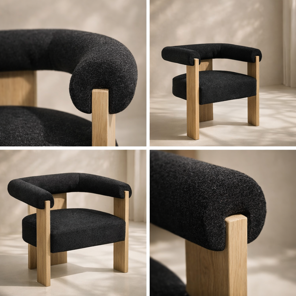 Barrel Boucle Fabric Dining Chair