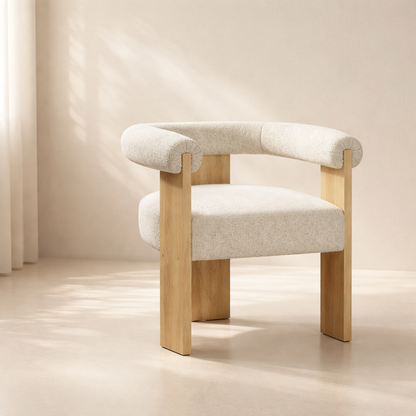 Barrel Boucle Fabric Dining Chair