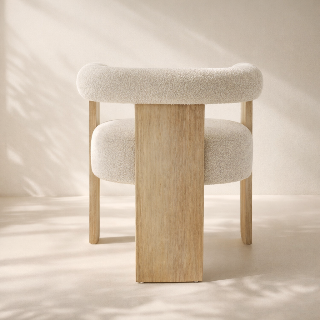 Barrel Boucle Fabric Dining Chair