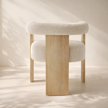 Barrel Boucle Fabric Dining Chair