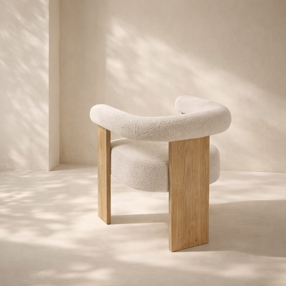 Barrel Boucle Fabric Dining Chair