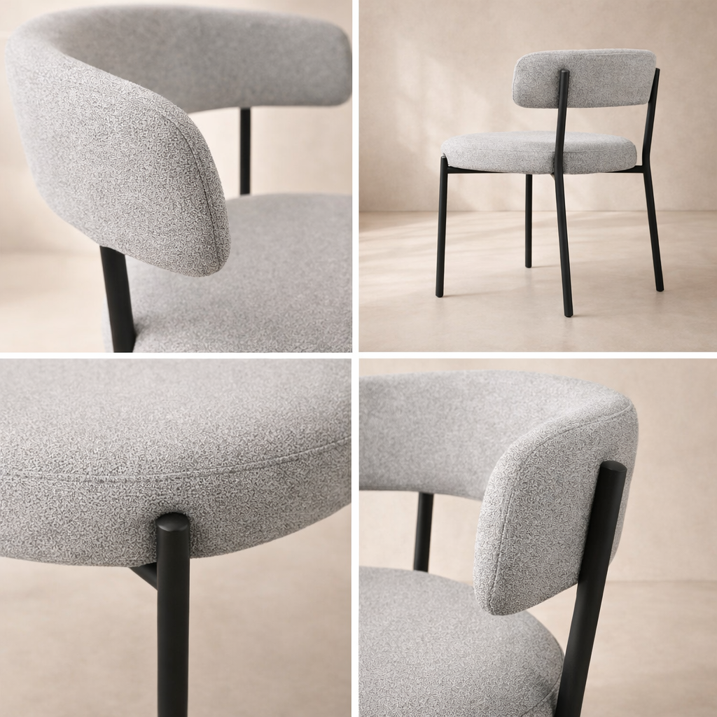 Beacon Boucle Fabric Upholstered Dining Chair (set of 2)