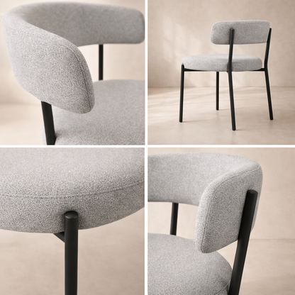 Beacon Boucle Fabric Upholstered Dining Chair (set of 2)