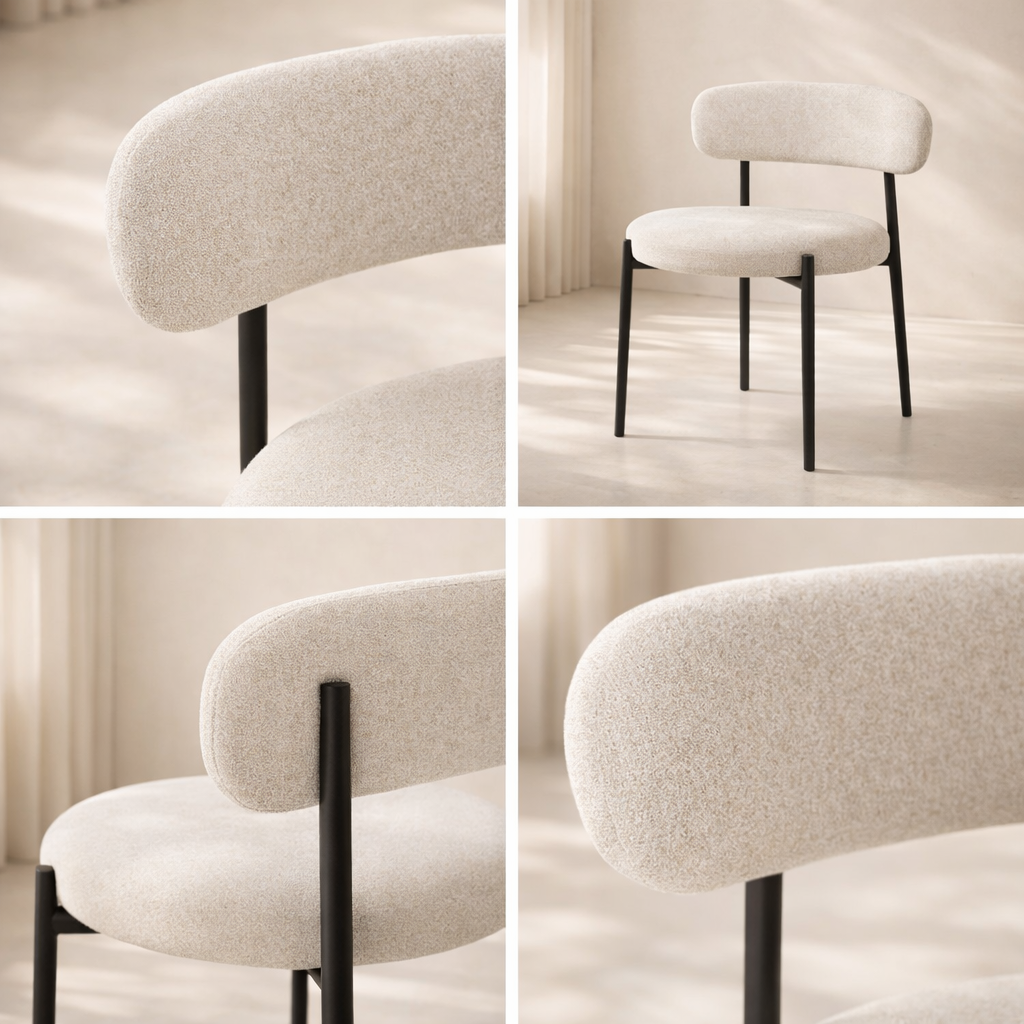 Beacon Boucle Fabric Upholstered Dining Chair (set of 2)