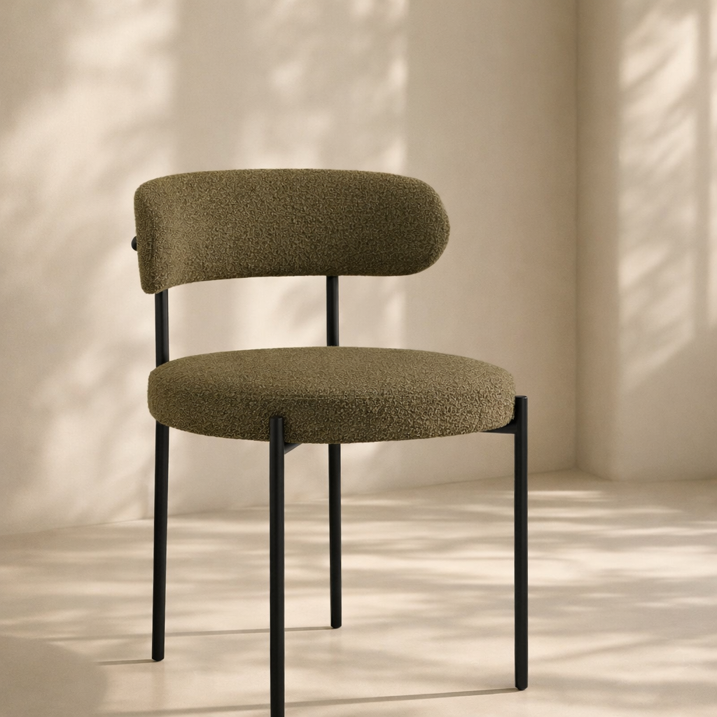 Beacon Boucle Fabric Upholstered Dining Chair (set of 2)