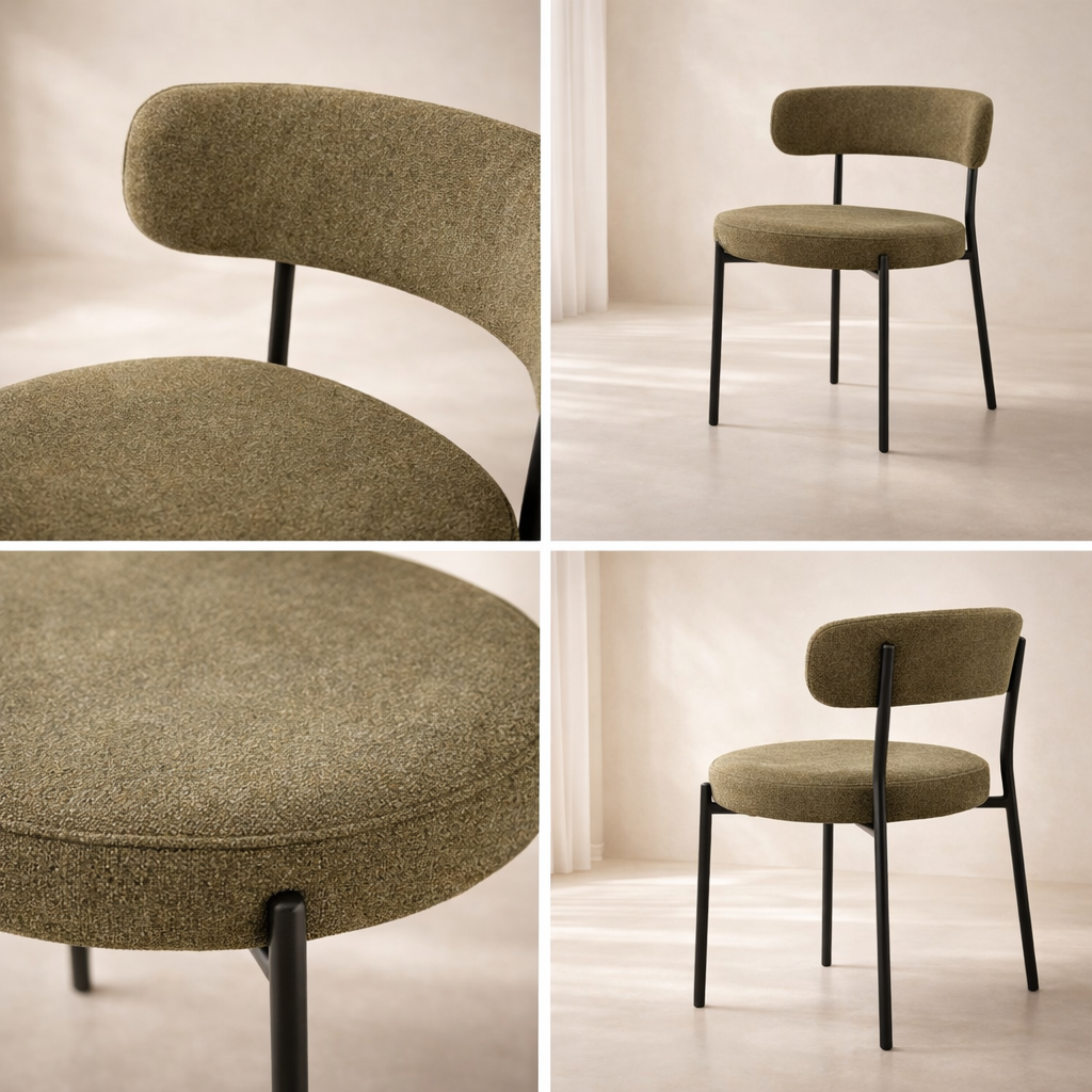 Beacon Boucle Fabric Upholstered Dining Chair (set of 2)