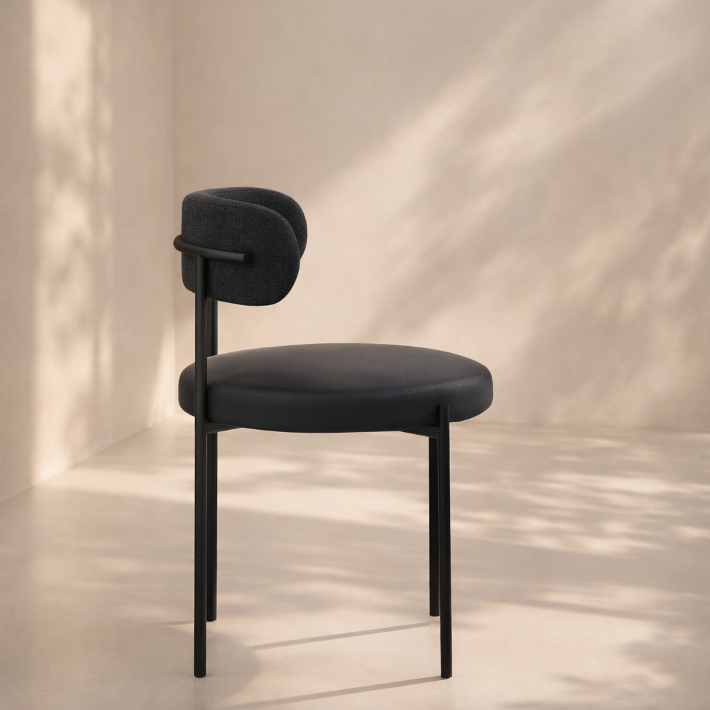 Beacon Vegan Leather and Boucle Fabric Upholstered Dining Chair (set of 2)