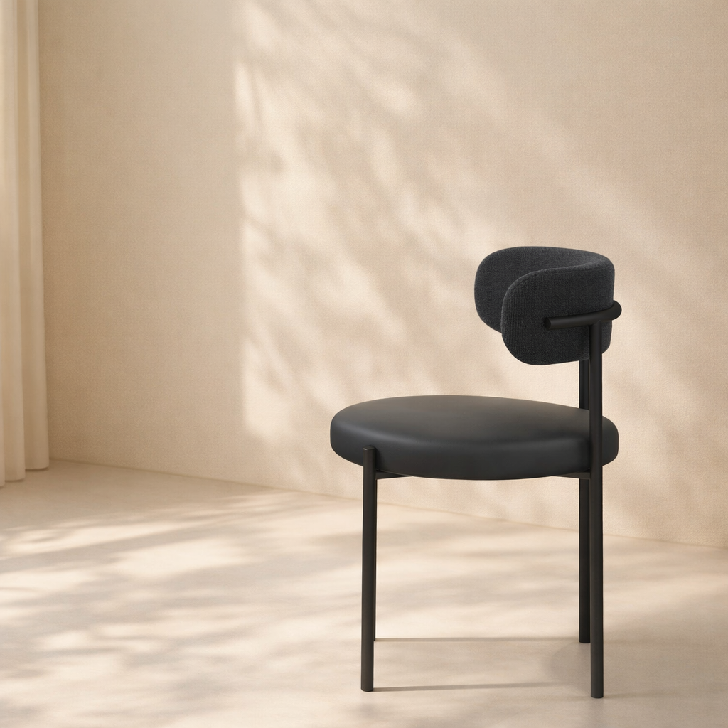 Beacon Vegan Leather and Boucle Fabric Upholstered Dining Chair (set of 2)