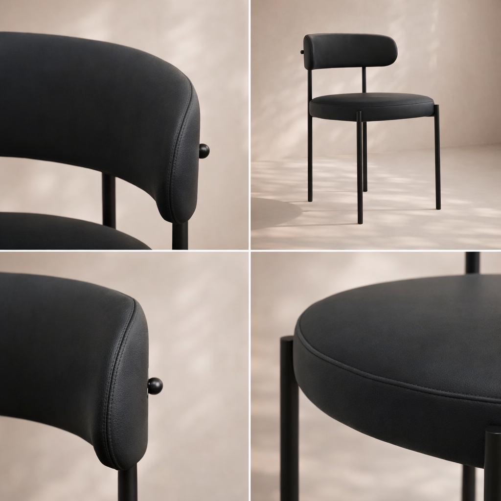 Beacon Vegan Leather and Boucle Fabric Upholstered Dining Chair (set of 2)