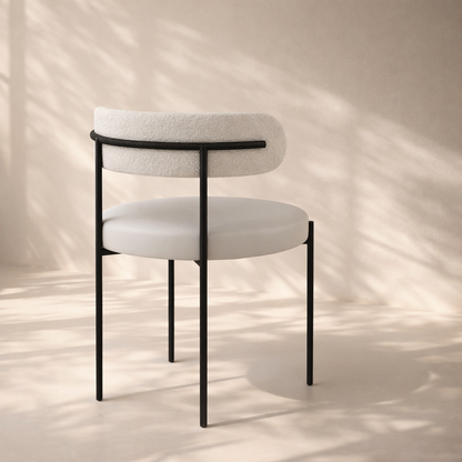 Beacon Vegan Leather and Boucle Fabric Upholstered Dining Chair (set of 2)