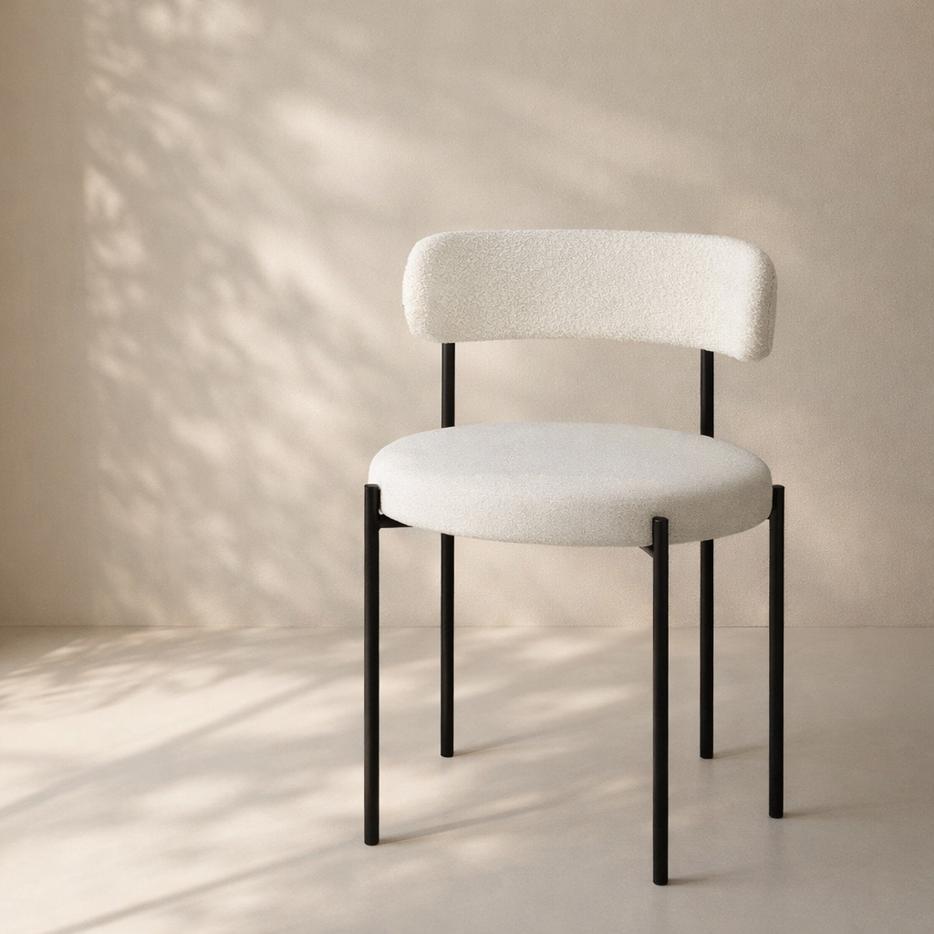 Beacon Vegan Leather and Boucle Fabric Upholstered Dining Chair (set of 2)