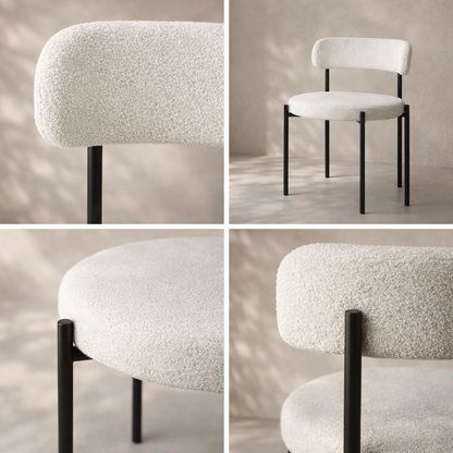 Beacon Vegan Leather and Boucle Fabric Upholstered Dining Chair (set of 2)