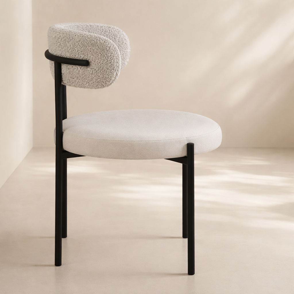 Beacon Vegan Leather and Boucle Fabric Upholstered Dining Chair (set of 2)