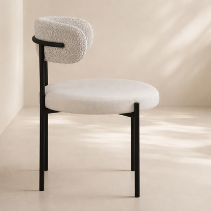 Beacon Vegan Leather and Boucle Fabric Upholstered Dining Chair (set of 2)