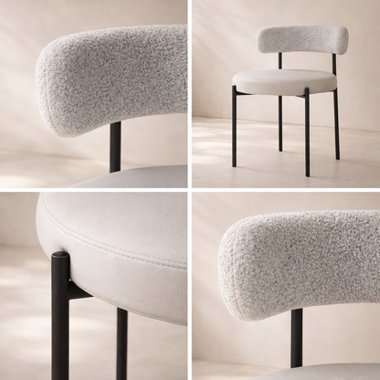 Beacon Vegan Leather and Boucle Fabric Upholstered Dining Chair (set of 2)