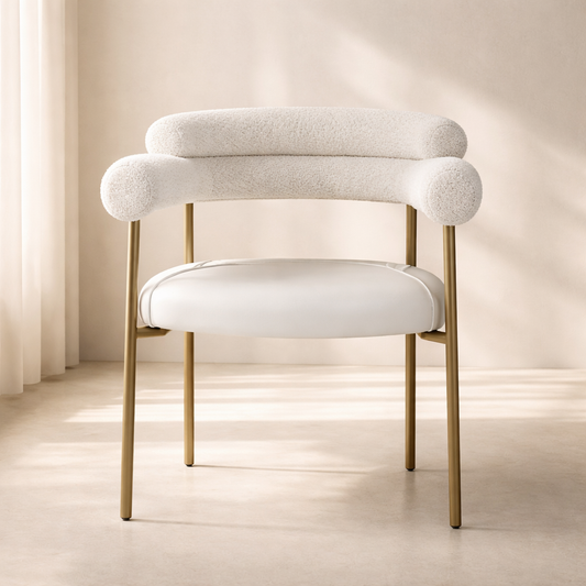 Blake Boucle Fabric and Vegan Leather Dining Chair (set of 2)