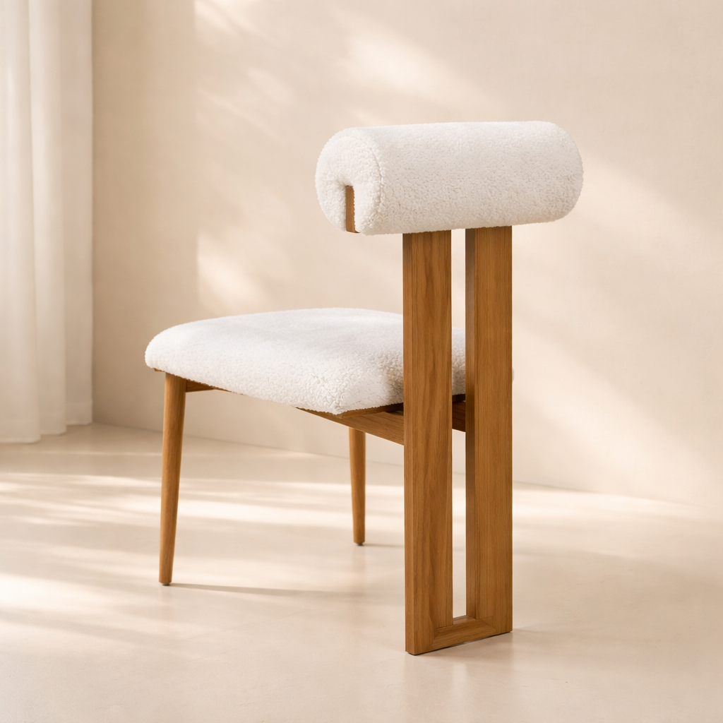 Dario Boucle Fabric Upholstered Dining Chair (set of 2)