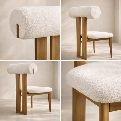 Dario Boucle Fabric Upholstered Dining Chair (set of 2)