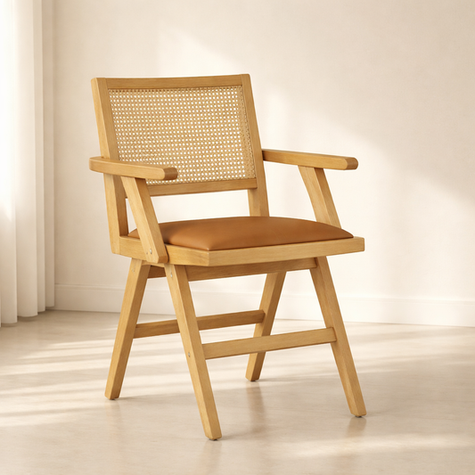 Abby Vegan Leather Upholstered Dining Arm Chair (set of 2)