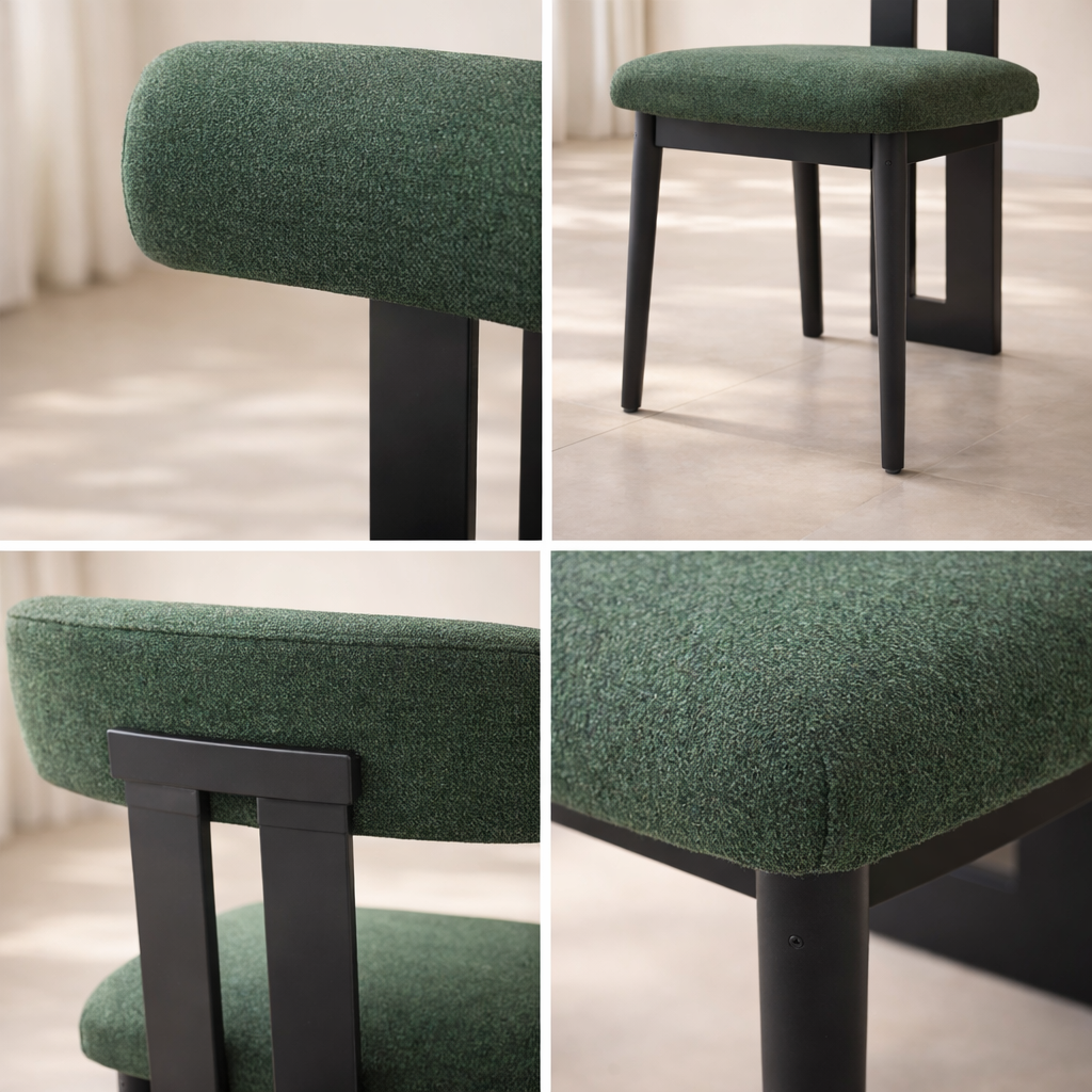 Dario Boucle Fabric Upholstered Dining Chair (set of 2)