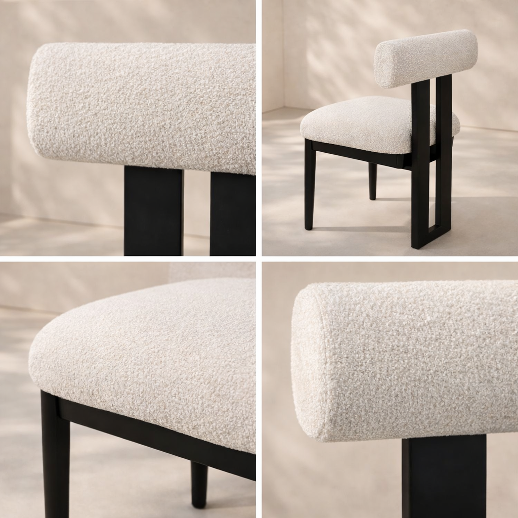 Dario Boucle Fabric Upholstered Dining Chair (set of 2)